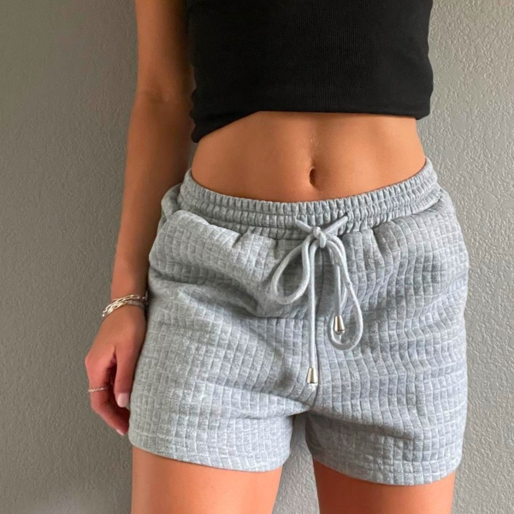 Princess Polly grey waffle sweat shorts. Drawstring US Size 4